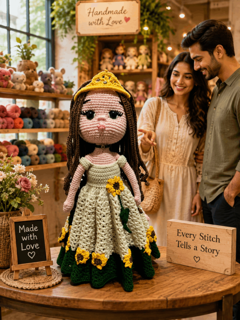 Crochet 36 cm Amigurumi Princess with removable outfit Crochet doll