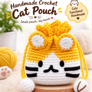 New Arrivals Handmade Crochet Cat Pouch
